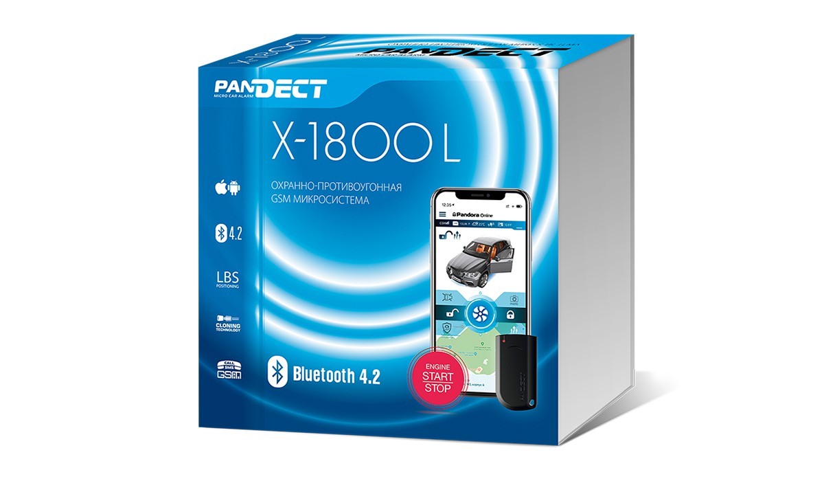 Автосигнализация с автозапуском, GSM-управлением, CAN-модулем и авторизацией по телефону в роли метки Bluetooth Smart Pandect X-1800 L v2